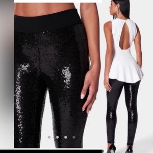 Bebe sequin tuxedo leggings( worn 1 time)